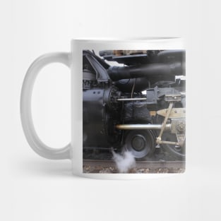 Big Boy 4014 closeup with steam and railroad track's. Mug